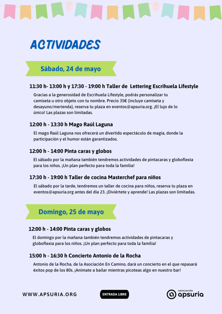 Actividades mercadillo primavera 2025